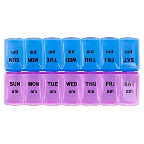 Apex Weekly AM/PM Medication Dispenser, 7-Day Twice-A-Day Pill Organizer with Easy-Open Lids (Color May Vary) 10