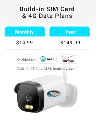 LaView 4G LTE Outdoor Security Camera,2K HD Cameras for Home Security with Motion Detection & Tracking,IP65 Waterproof,2-Way Talk,Color Night Vision,SD Card Slot&US Cloud Storage,Work with Alexa 6