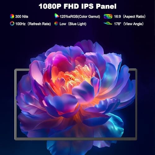 24" Large Portable Monitor, 1080P FHD 100Hz Laptop Screen Extender, 125% sRGB IPS Monitor Extender, USB C HDMI Office Gaming with Detachable Stand, Travel monitor for Window MAC Phone Xbox Switch 3