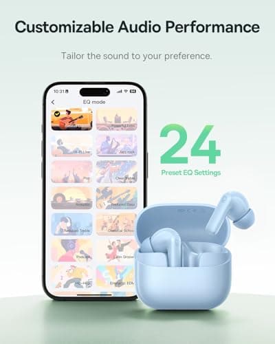 Baseus Bass BP1 NC Hybrid Active Noise Cancelling Wireless Earbuds, 12mm Super-Bass Driver, 41H Playtime, Bluetooth 6.0, IP55 Waterproof, 4-Mic AI ENC, 24 Customizable EQ (Blue) 8