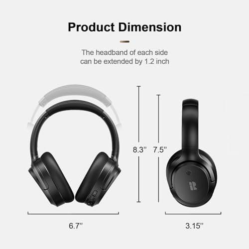 Calmbee Bluetooth Headphones, Hybrid Active Noise Cancelling Wireless Headphones Over Ear with Microphone, Up to 140H Playtime, Transparency Mode, Deep Bass, Clear Calls, Comfort fit for Travel, Home 8