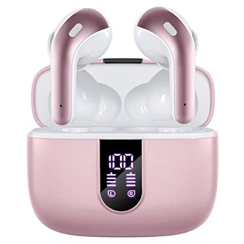 TAGRY Bluetooth Headphones True Wireless Earbuds 60H Playback LED Power Display Earphones with Wireless Charging Case IPX5 Waterproof in-Ear Ear buds with Mic for TV Smart Phone Laptop Computer Sports