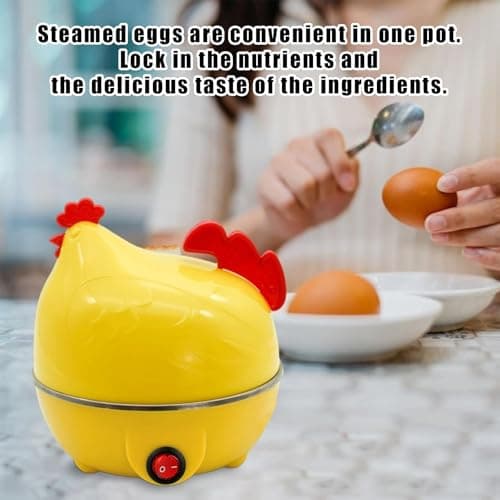 Chicken-shaped Egg Boiler - Electric Egg Poacher, Electric Egg Cooker, Rapid Egg Boiler, Multifunctional Egg Steamer | Auto Shut Off Design, 7-Egg Capacity, Adorable Kitchen Gadget (Yellow) 6