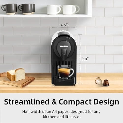 CHULUX Bafè-Pro Espresso Machine, Mini Espresso Machine for Nespresso Original Capsules, Single Serve Coffee Machine for Home Espresso & Lungo Maker, Italian ODE 20 Bar Pump, White 5