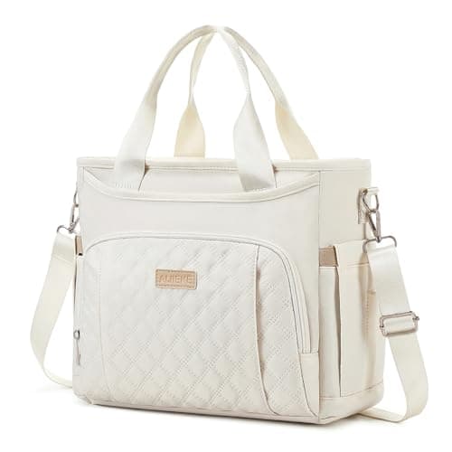 AIJIEKE Insulated Lunch Bag for Women, Lunch Box, Lunch Tote for Work, Large Leak Proof Cooler Bag with Removable Strap, Reusable Adult Lunchbag, Picnic, Office, Beach, Beige