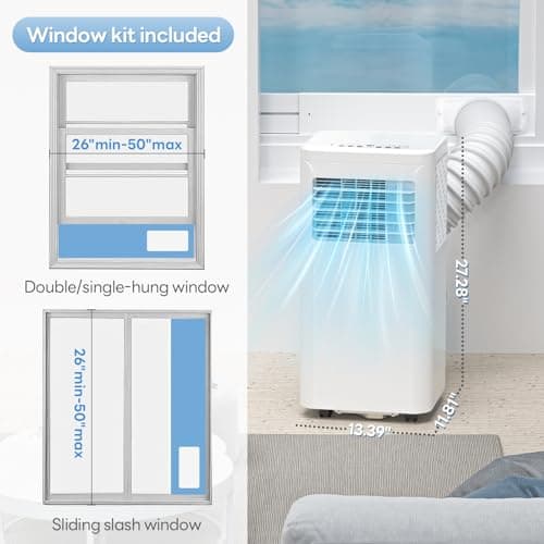 10000 BTU Portable Air Conditioners and for Room up 450 Sq. Ft, 4-IN-1 Portable Ac Unit with Dehumidifier Fan Function, Remote Control, Sleep Mode, 24H Timer 6