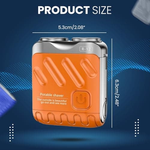 R-12 Luggage Electric Shaver, 2025 New Beard Shaver Mini and Portable Suitcase Design, Portable Razor Traveller Mini Shaving for Men Waterproof, Men's Favorite Mini Electrict Shavers (Orange) 6