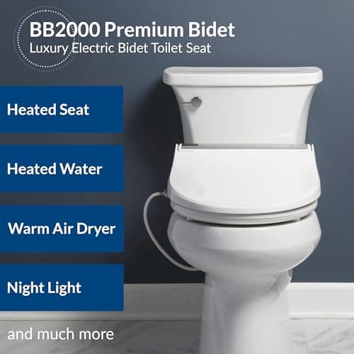 Bio Bidet BB2000 Electric Bidet Toilet Seat, Warm Water with Air Dryer, Heated Seat with Sensor and Slow Close Lid, Night Light, Remote Control, Elongated, and Bidet Towels 5