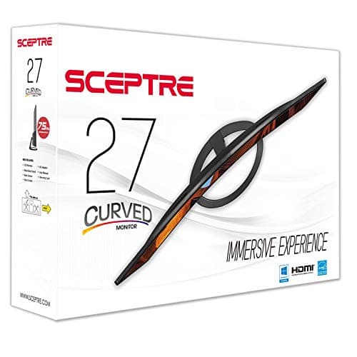 Sceptre 27" Curved 75Hz LED Monitor C278W-1920R Full HD 1080P HDMI DisplayPort VGA Speakers, Ultra Thin Metal Black, 1800R immersive curvature, 2018,Metallic Black 8