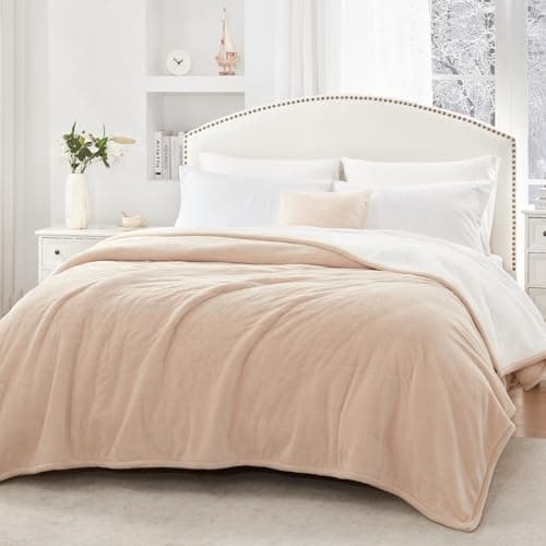 SEALY Electric Blanket King Size, Flannel & Sherpa Heated Blanket with 10 Heating Levels & 1-12 Hours Auto Shut Off, Fast Heating Warming Blanket, Machine Washable, Beige, 100 x 90 Inch 8