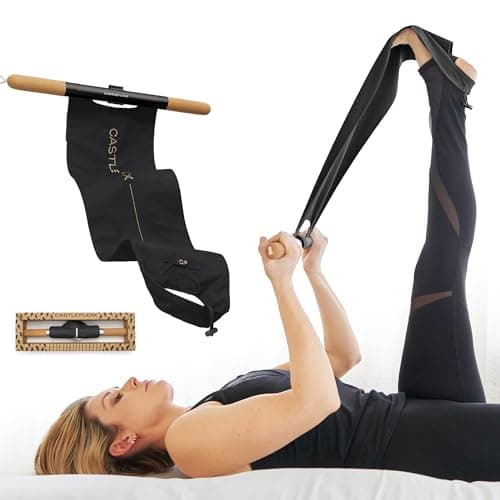 CastleFlexx Mobility and Full Body Strengthening Device | Non-Elastic Stretch Strap with Natural Premium Cork Handles for Stretching, Exercise, Physical Therapy, and Yoga