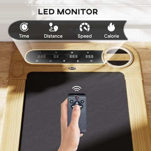 Soozier Walking Pad, Under Desk Treadmill with 17" x 43" Wide Belt, Remote Control, Bluetooth Speaker, Wheels and LED Display, Quiet 2.5HP Walking Machine for Home Gym Office, Installation-Free 6