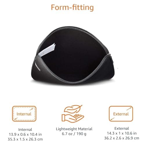 Amazon Basics 14 inch Laptop Sleeve, Protective Case with Zipper for MacBook Pro, MacBook Air, Surface, Dell, HP, Lenovo - Black 6