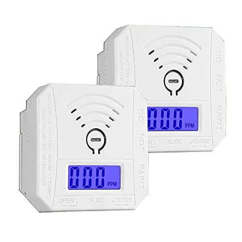 Carbon Monoxide Detector 2 Pack,Battery Operated CO Detector Alarm with Digital LCD Display & Loud 85dB Alarm,Travel Carbon Monoxide Alarm，High Accuracy Portable CO Detector for Home/Hotel/Kitchen/RV