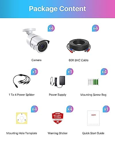 ZOSI 4PACK 1920TVL 1080P HD TVI Security Cameras 120ft Night Vision CCTV Cameras Home Security Day/Night Waterproof Camera for 720P,1080P,5MP,4K HD-TVI Analog DVR Systems 9