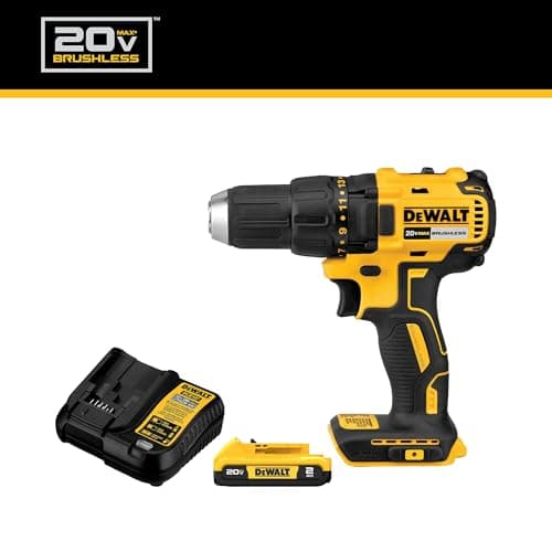 DEWALT 20V MAX Cordless Drill Driver Set, Electric Drill, Brushless 1/2 In 2 Speed, 2.0 Ah Battery and Charger Included, LED Light (DCD777D1) 2