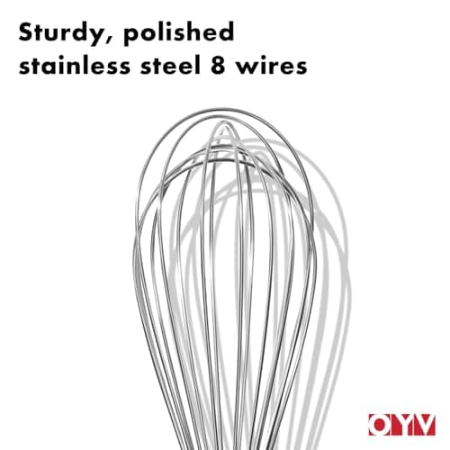 OYV 18/10 Stainless Steel Whisk, Ergonomic Handle, Dishwasher Safe Metal whisk, Professional Whisk for Kitchen Cooking, Perfect for Blending, Whisking, Baking, and Beating, 10-Inch Wire Wisk 6