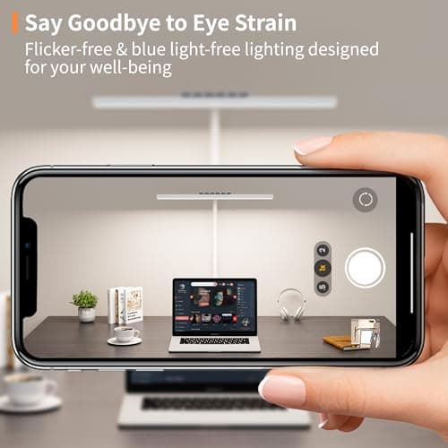 SEOUFRDZ Desk Lamp, 3 Colors Stepless Dimming LED Desk Lamps for Home Office Adjustable Memory Desk Light with Clamp Touch Control Office Lamp Eye Caring Computer Light for Working Sewing(White) 8