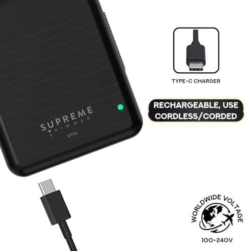 Supreme Trimmer Solo Lite Foil Shaver for Men | Rechargeable Electric Razor + 90 Min Runtime, Type-C USB Fast Charging | Lightweight Travel Shaver, Easy to Carry | STF91 9