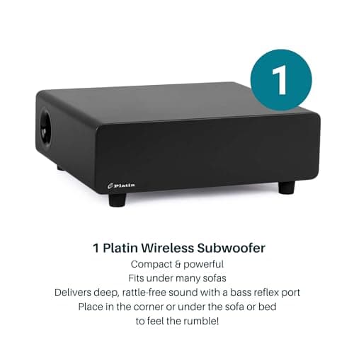 Platin Milan 5.1 Surround Sound Speaker System - Wireless Home Theater System for Smart TVs - WiSA Certified - with WiSA SoundSend Transmitter Included - No Receiver or Speaker Wires Needed 5