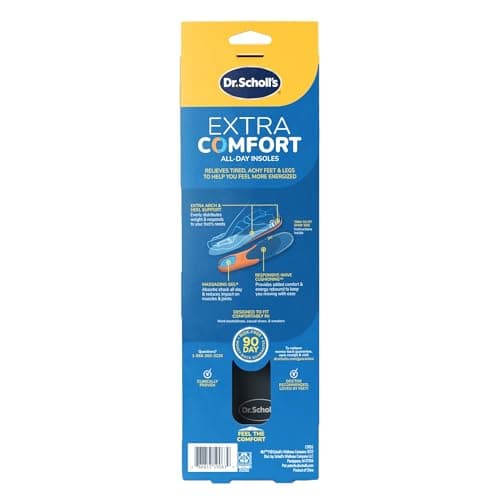 Dr. Scholl’s Extra Comfort Support Insoles Men, Size 8-14, 1 Pair: All-Day Comfort Shoe Inserts with Massaging Gel for Big & Tall Men, 200lbs+, Wide Feet - Arch Support Inserts for Men, Trim to Fit 9