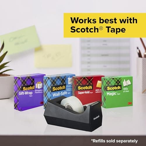 Scotch Desktop Tape Dispenser, Black, 2.7 in. x 2.7 in. x 6.4 in., 1 Tape Dispenser, Polystyrene (PS) 8