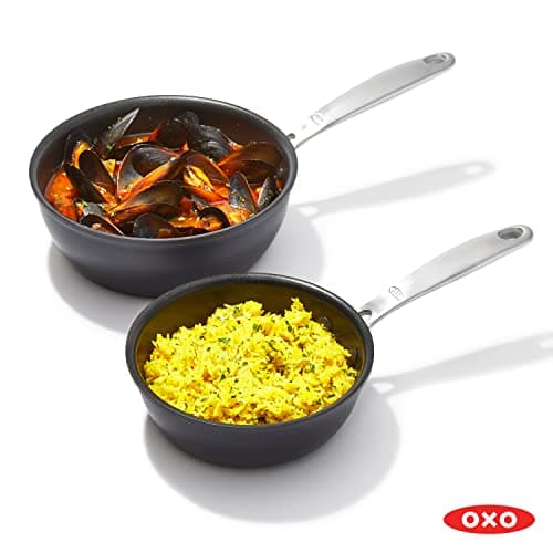 OXO Good Grips Pro 1QT and 2QT Saucepan Pot Set with Lids, 3-Layered German Engineered Nonstick Coating, Stainless Steel Handles, Black 7
