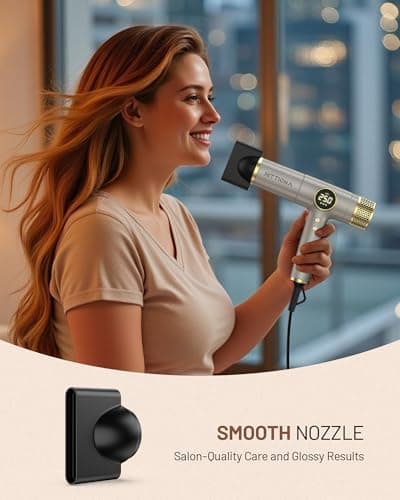 HITTIONA Dual Voltage Travel Hair Dryer with Magnetic Diffuser - 2000W High-Speed Ionic Hair Dryers Gift for Women, Fast Drying, Low Noise, Lightweight, No Heat Damage, European Travel 110V-240V, Gold 7