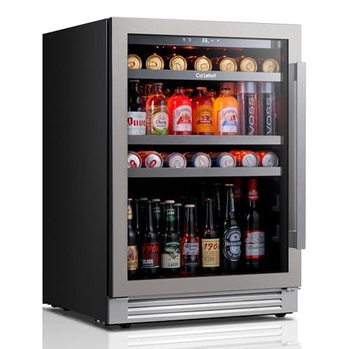 Ca'Lefort 24 Inch Beverage Refrigerator, 180 Can 34°F -54°F Beverage Fridges, Drink Fridge with Glass Door 3 LED Beverage Coolers Built in or Freestanding, Perfect for Home/Kitchen(Left-Hinged) 9
