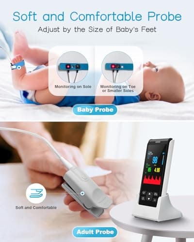 HOLFENRY Handheld Pulse Oximeter for Baby&Adult,Infant Pulse Oximeter Fingertip Rechargeable with Continuous Monitor&Alarm, Infant Oxygen Monitor Fingertip 6