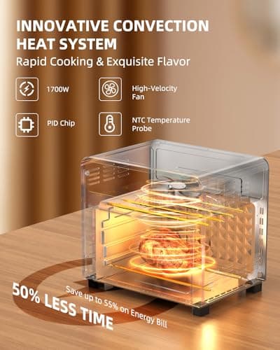 Air Fryer Toaster Oven Combo, 22QT Air Fryer Oven, 5-In-1 Toaster Oven Air Fryer Combo With Warm, Broil, Toast, Bake, Air Fry, Toaster Convection Oven Oil-Free, Stainless Steel Air Fryer 5