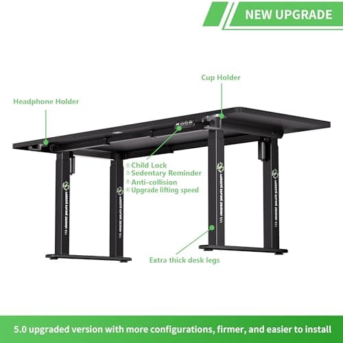 Klobel X-Win Electric Height Adjustable Standing Desk, 71" x 29.5" 4-Leg Ergonomic Sit to Stand for Home Office, Powerful Dual Motor Work Surface, Carbon Fiber Textured Black 7