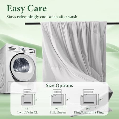 TEXARTIST Cooling Comforter Queen Size, Cooling Blanket for Hot Sleepers, Cold Blanket Summer Lightweight Breathable Soft Comforter to Stay Ice Cool for Night Sweats, Machine Washable, Grey(90"x90") 9