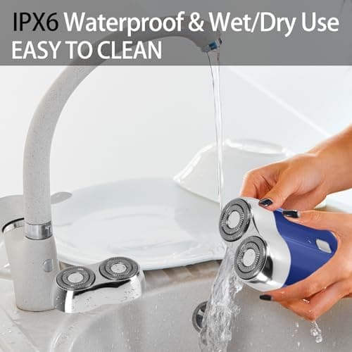 Mini Electric Shaver for Men Women, Pocket Dual Head Shaver, Rechargeable Waterproof Compact Travel Electric Razor, USB Close Battery Portable Razor for car, Travel, Office, Home use (Blue) 5