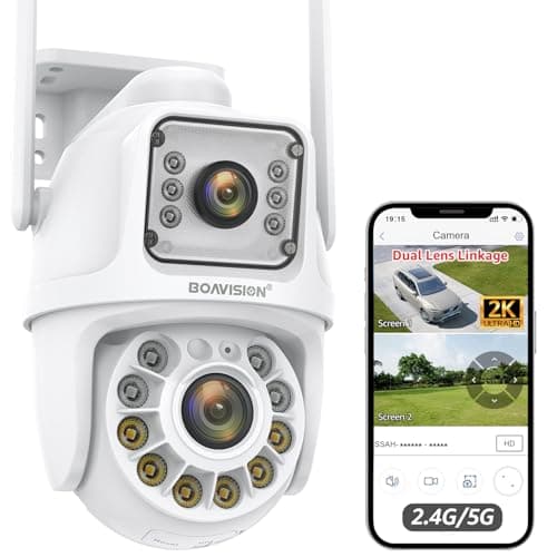 BOAVISION 5G/2.4G WiFi Outdoor Security Camera, Wireless PTZ Dual Lens, 360° View, AI Human Tracking, Color Night Vision, 24/7 Recording, Two-Way Audio, Cloud & SD Card Storage