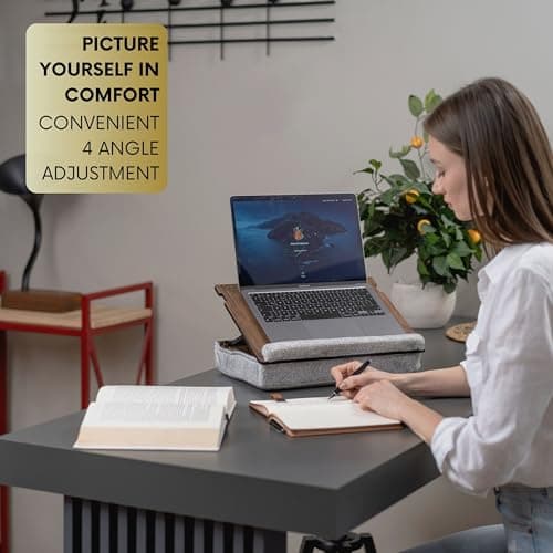 Vigo Wood Lap Desk for Laptop - Laptop Tray with Cushion, Portable Lap Desk for Lap, Adjustable Lapdesk, Couch Lap top Table for Work, Ergonomic Lap top Stand for Bed 5