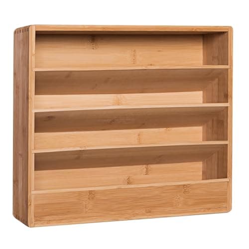 FifanQiQi Bamboo Tiered Spice Rack Organizer for Cabinet,Wooden Seasoning Rack for Countertop, Cupboard, Pantry, Kitchen (Spice Jars Not Included)