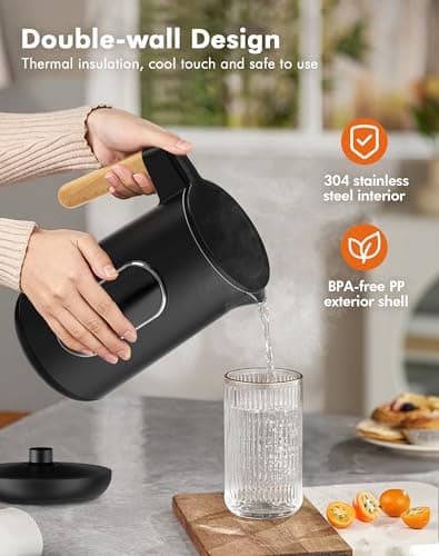 Electric Kettle with Precise Temperature Control, 1500W Fast Boil, 304 Stainless Steel 1.7L/1.8Qt BPA-Free | 4 Presets for Baby Milk, Coffee, Tea | 2H Keep Warm, Cool Touch Exterior 5