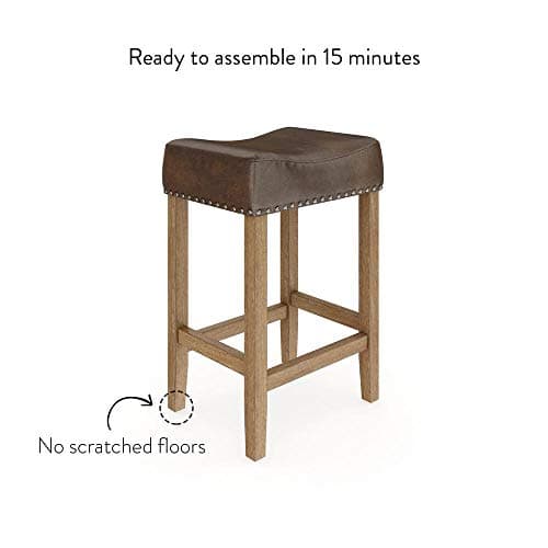Nathan James Hylie Nailhead Wood Pub-Height Kitchen Counter Bar Stool 24", Dark Brown/Light Brown 6