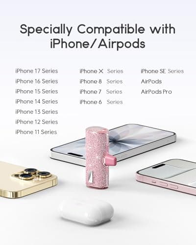 iWALK USB C Portable Charger, 4500mAh Ultra-Compact Small Power Bank, Sparkly Battery Pack Compatible with iPhone 16/15, 16 Plus, 16 Pro, 16 Pro Max, Samsung Galaxy S25, S24, S23 Ultra Z Flip5, Silver 6