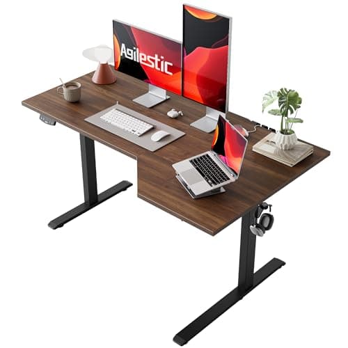 Agilestic Electric Standing Desk, Height Adjustable Desk, 55 x 32 Inch Sit Stand up for Work Office Home, L Shaped Ergonomic Rising Computer Table with Memory Preset, Dark Walnut