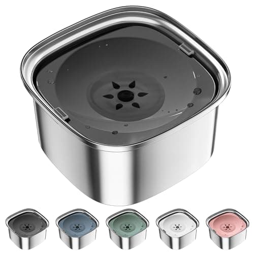 UPSKY 3L Dog Water Bowl 101oz Stainless Steel No Spill Large Capacity Dog Food Water Bowl Slow Water Feeder, Spill Proof Pet Water Dispenser Vehicle Carried Travel Water Bowls