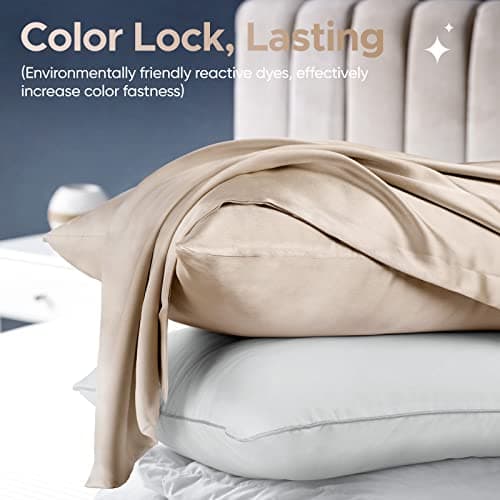 100% Pure Mulberry Silk Pillowcase for Hair and Skin - Allergen Resistant Dual Sides,600 Thread Count Silk Bed Pillow Cases with Hidden Zipper,2pc,Standard Size,Taupe 7