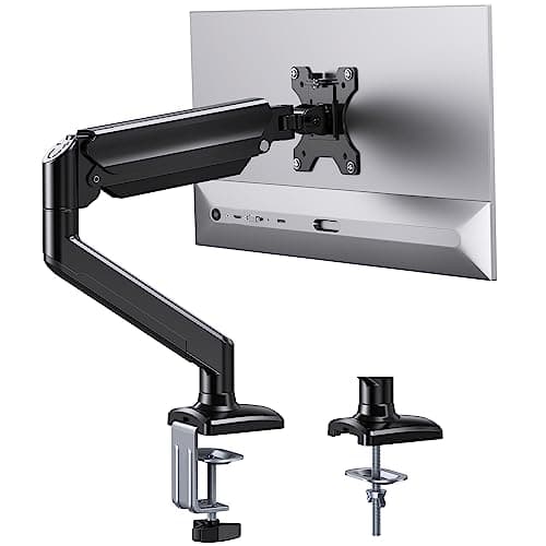 ErGear Single Monitor Arm for 13-36 inch Screens, Adjustable Gas Spring Monitor Mount Holds up to 22 lbs, Computer Monitor Stand with VESA Mount, C-Clamp & Grommet Base, Max VESA 100x100mm