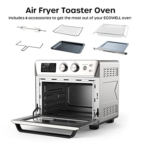 ECOWELL Air Fryer 26.4QT Chicken Fryer, 15-in-1 Air Fry/Roast/Bake/Dehydrate/Broil/Reheat, Precision 150-450°F Heating, 85% Less Oil Healthier Cooking, Dishwasher-Safe Basket & Plate for Home 7