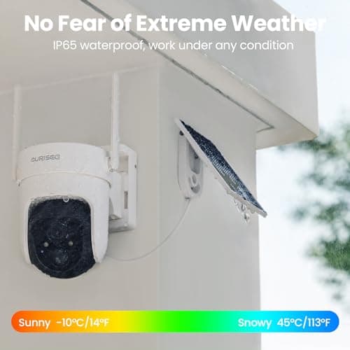 CURISEE 2K Security Cameras Wireless Outdoor, Solar Powered Cameras for Home Security with 360° Viewing, PIR Motion Detection, Color Night Vision, 2.4Ghz WiFi, 2-Way Audio, Cloud/SD, Works with Alexa 8