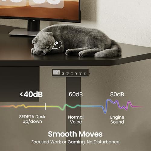 SEDETA Corner Standing Desk, 32'' Small Height Adjustable Electric Computer Desk with Drawer for Gaming, Small Space, Stand up Home Office Writing Desk, Small Gaming Table, Black 6