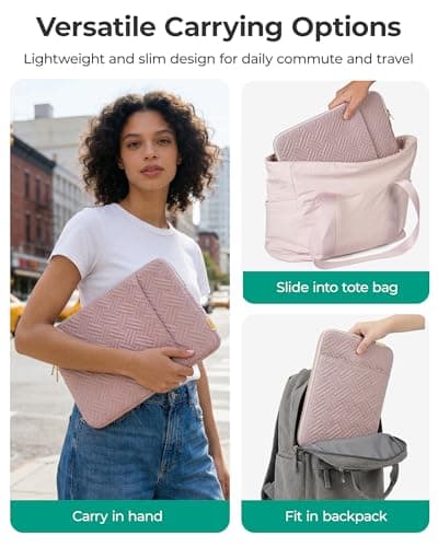 BAGSMART Laptop Sleeve Bag Compatible with MacBook Air/Pro, 13-13.3 inch Notebook, Compatible with MacBook Pro 14 Inch, MacBook Air M2 Sleeve 13 Inch, Repellent Protective Case with Pocket, Pink 8