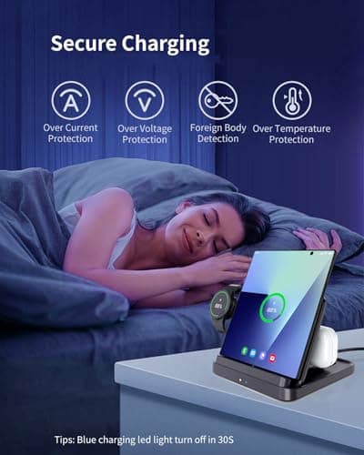 voppton for Samsung Galaxy Z Fold 7 6 5 4 Wireless Charger Station, Foldable 3 in 1 Wireless Charging Stand for Z Flip7 S25 Ultra/Galaxy Watch/Galaxy Buds, Charger Stand Dock for Travel 8