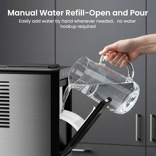 Kismile Ice Makers Countertop,26lbs in 24Hrs, Portable Ice Maker Machine with Self-Cleaning Function,Selectable Ice Size & Internal Lighting Desigh for Home/Kitchen/Bar 7